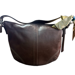 COACH SOHO F08A03 CHOCOLATE BROWN LEATHER LARGE HOBO BAG